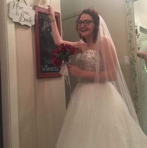 Wedding dress, Belt, Veil, and Tiara